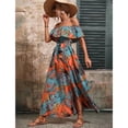thumbnail image 2 of Fashionable new one-shoulder ruffled printed dress, 2 of 6