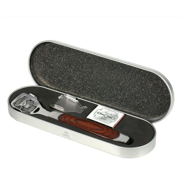 Raspador de piel muerta para pies, cortador de cutículas, removedor de callos, afeitadora con exfoliante para piel, cuchilla y caja