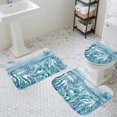 thumbnail image 3 of Blue Summer Ocean Bathroom Rugs Set Jellyfish Seaweed Coastal Wood Grain Non Slip Absorbent Soft Bath Mats 3 Piece Set with Bathroom Rug, U-Shaped Floor Mat, Toilet Seat Cover Large Size, 3 of 9