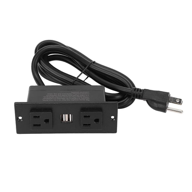 Recessed Power Strip with 2 AC Outlets and 2 USB Ports Furniture Desktop Embedded Power Socket 1.5m Cable