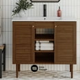 thumbnail image 2 of Bron 36" Freestanding Bathroom Vanity in Brown Oak with Sink Top, 2 of 11