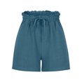 thumbnail image 5 of RYRJJ Cotton Linen Shorts for Women Summer Casual High Waisted Wide Leg Drawstring Beach Loose Shorts Comfy Fashion Short Pants(Blue,XL), 5 of 6