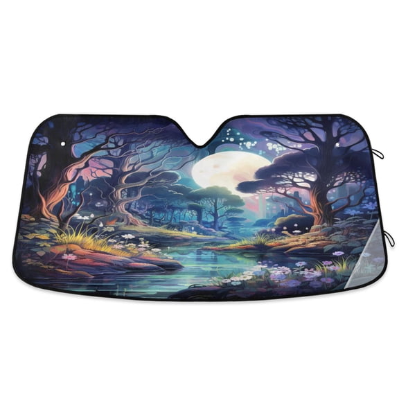 River Through Forest Car Windshield Sun Shade Foldable Car Front Window Visor Heat and UV Protection 53x23.5