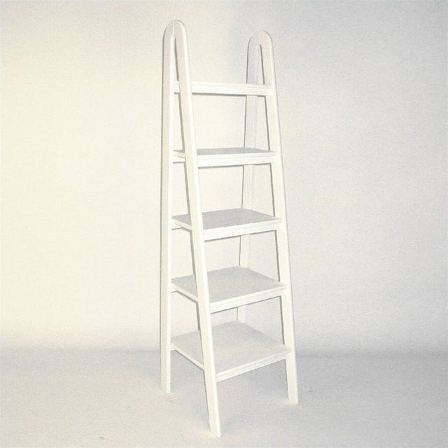 Wayborn Basswood 5 Tier Ladder Bookcase in White