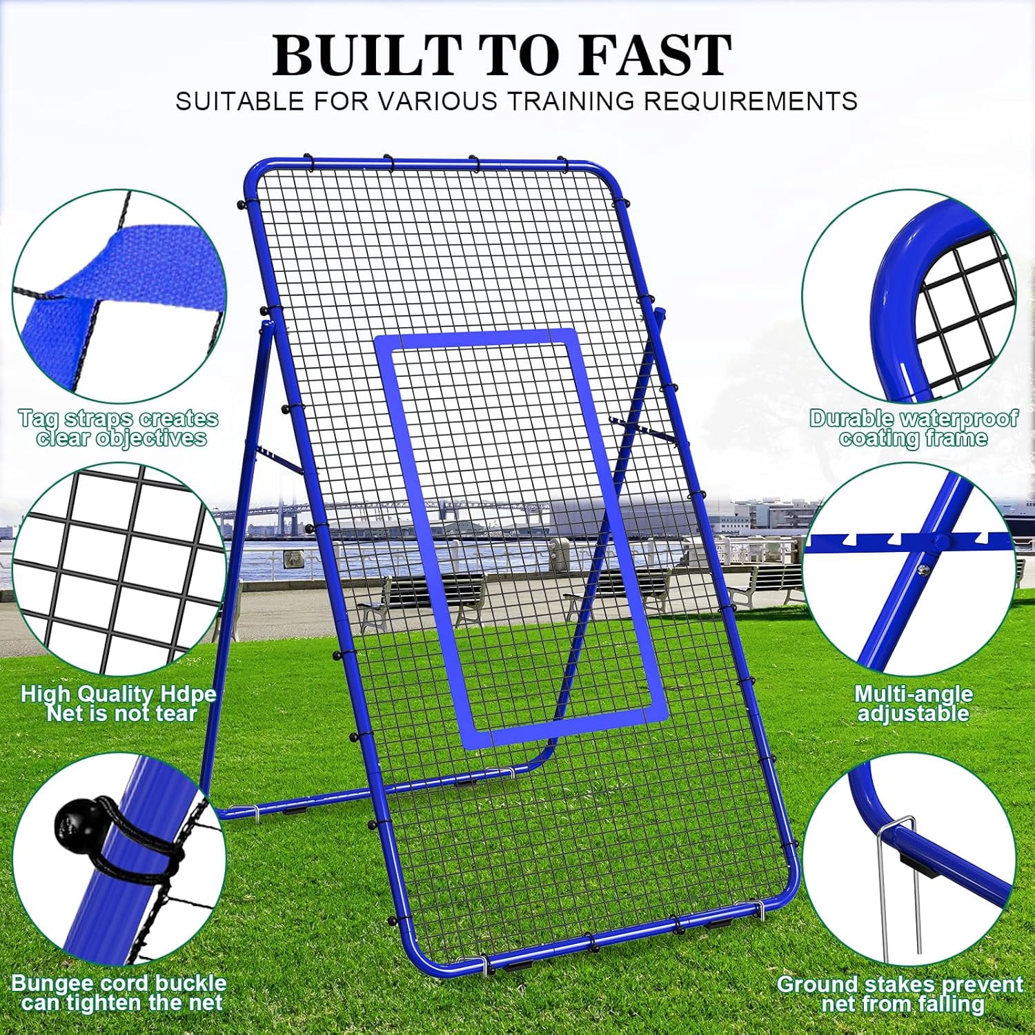 Adjustable Volleyball Rebounder Net 7x4 FT, Steel Frame & High-Tension PE Netting, Durable & Portable Volleyball Training Equipment Practice for Improving Volleying, Bumping, Spiking Skills