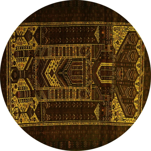 Ahgly Company Indoor Round Persian Yellow Traditional Area Rugs, 5' Round