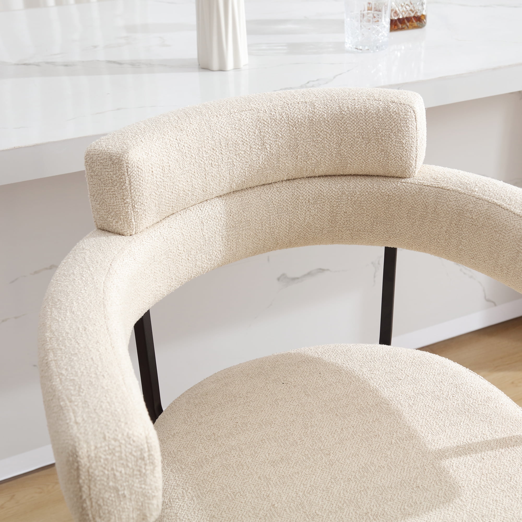 Zesthouse 26" Counter Height Swivel Barstools, Linen Upholstered Bar Stools Set of 2, Metal Base, Beige