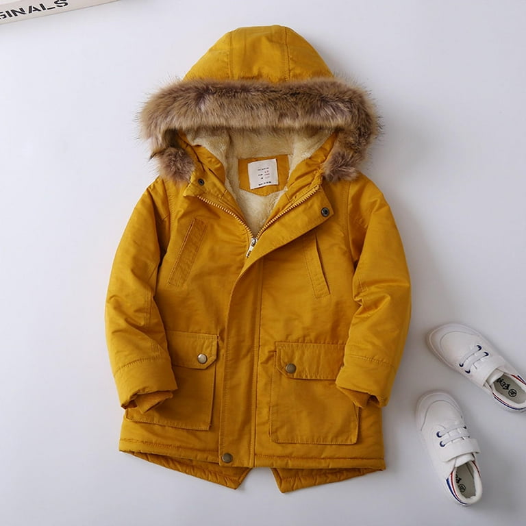 OGLCCG Toddler Kids Boys Girls Winter Warm Sherpa Lined Parka Jackets with Hood Thicken Warm Cotton Coat Windproof Outerwear with Pockets 4 14T Walmart