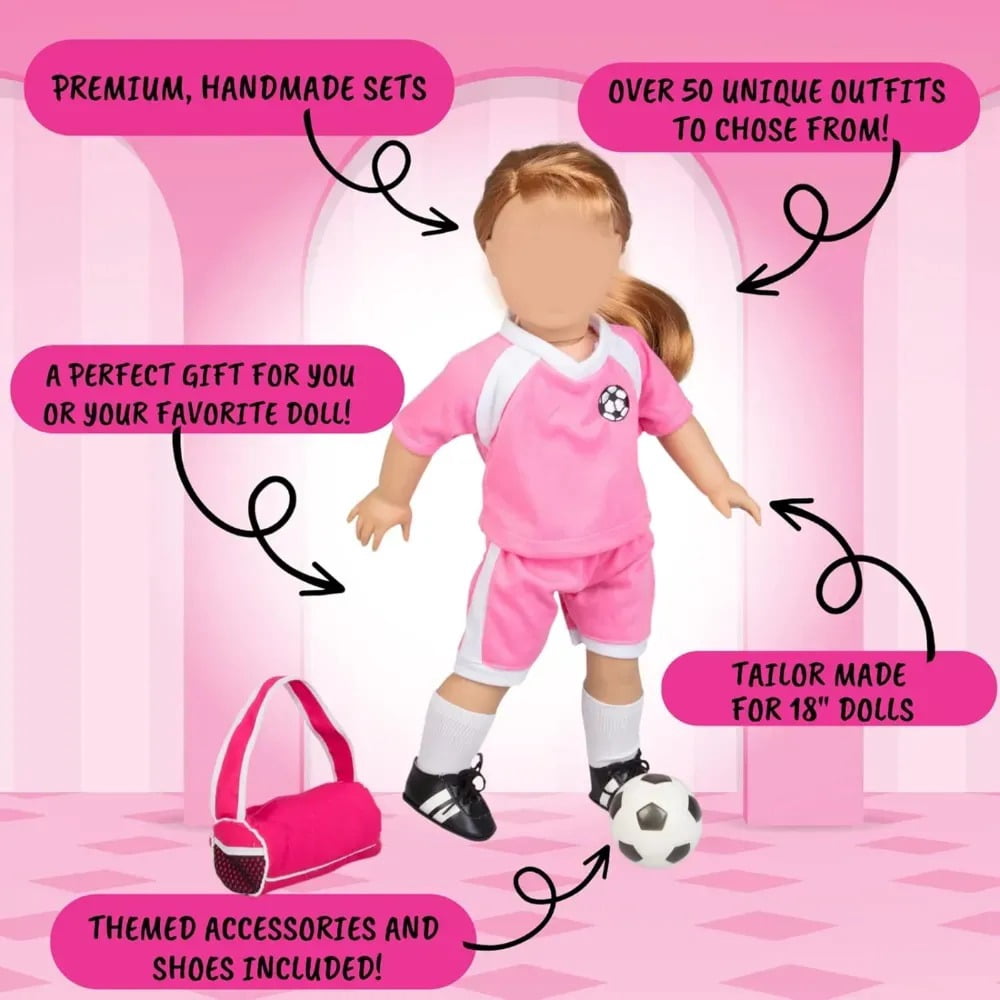 Dress Along Dolly 6pc Hermione Granger Inspired Outfit- 18" Doll Clothes & Accessory Compatible w American Girl Dolls- Hogwarts Like School Uniform- Feat Sweater Shirt Skirt Tie Socks Shoes- Gift Set