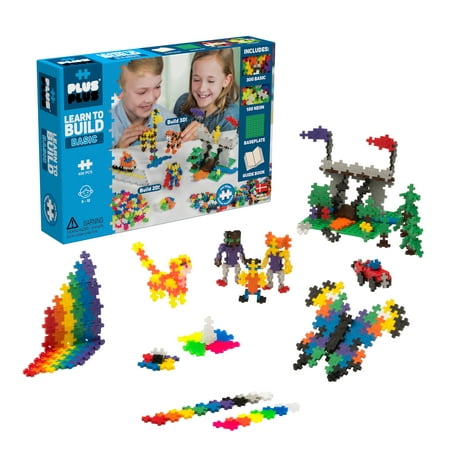 Plus-Plus - Learn to Build Open Play Building Set - 400 pc Basic Mix - Construction Building STEM | STEAM Toy, Interlocking Mini Puzzle Blocks for Kids