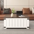 thumbnail image 5 of Farmhouse Lift Top Coffee Table with Storage, Wood Square Center Table with Charging Station&USB Ports, Living Room Central Table 4 grids Large Hidden Space, for Living Room, Bedroom, Home Office 2306, 5 of 11
