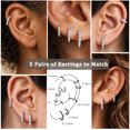 thumbnail image 3 of LUNVKY 3 Pairs 18K White Gold Plated Hoop Earrings for Women with S925 Sterling Silver Post Huggie Hypoallergenic Earrings Set Birthday Christmas Jewelry Gifts Teen Adult Stocking Stuffers Ideas, 3 of 6