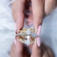 thumbnail image 5 of Rosec Jewels Moissanite Pear Shape Engagement Ring for Women - 5X7 mm - Double Band Ring - D-VS1 Quality Certified, 10K Yellow Gold, US 4.00, 5 of 8