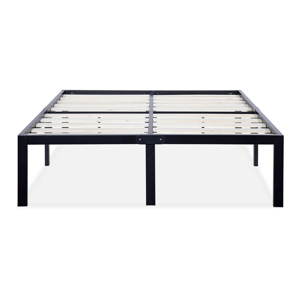 King Size Dura Metal Bed Frame, Sleeplanner 14 Inch Rustic Wood Queen Platform Bed Frame