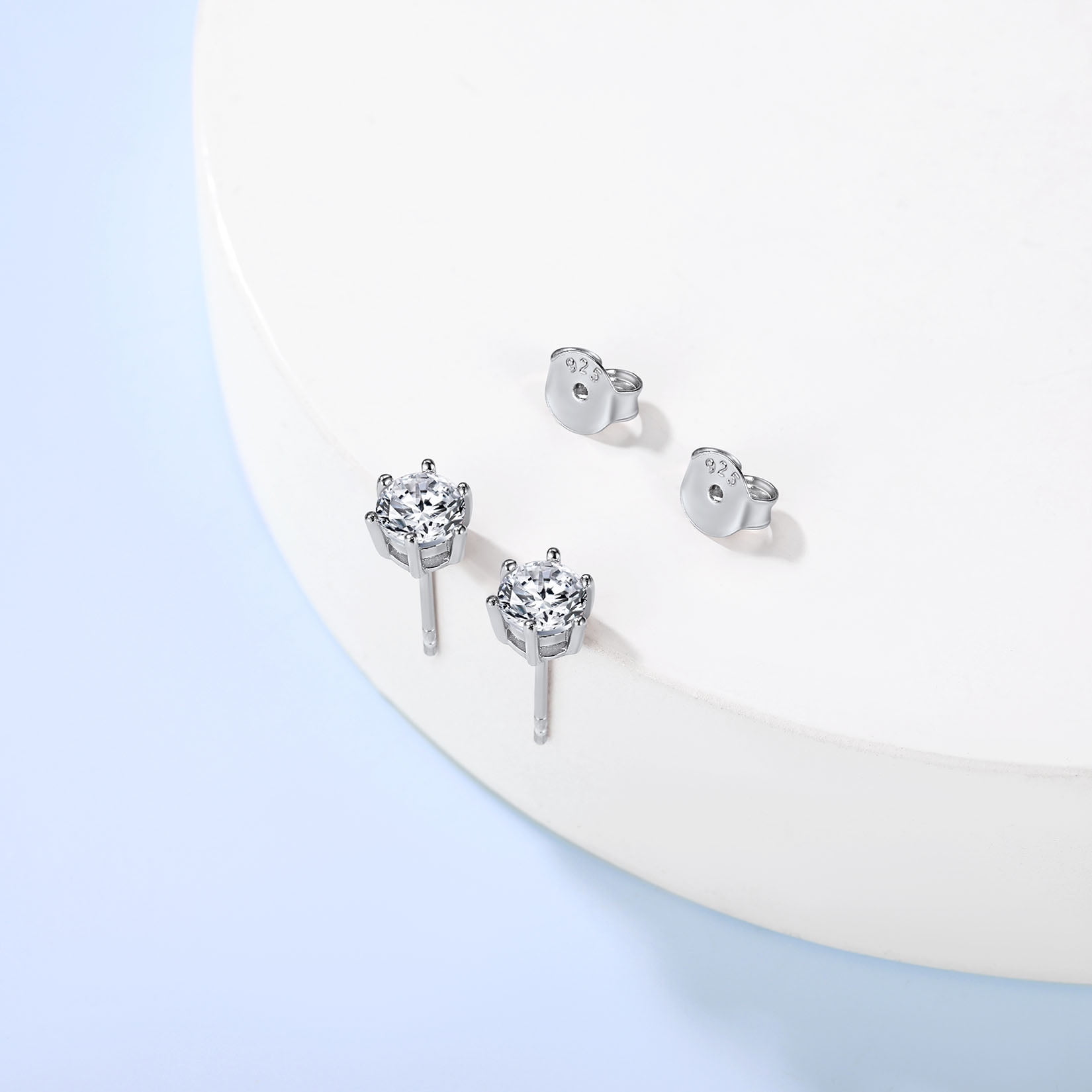 Suplight 925 Sterling Silver/Rose Gold Plated Simulated Diamond Black Cubic Zirconia Stud Earrings for Women Men