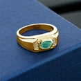 thumbnail image 3 of Gem Stone King Men's 18K Yellow Gold Plated Silver Green Malachite and White Diamond Ring (2.13 Cttw, Gemstone Birthstone, Oval 8X6MM,, Size 9), 3 of 3