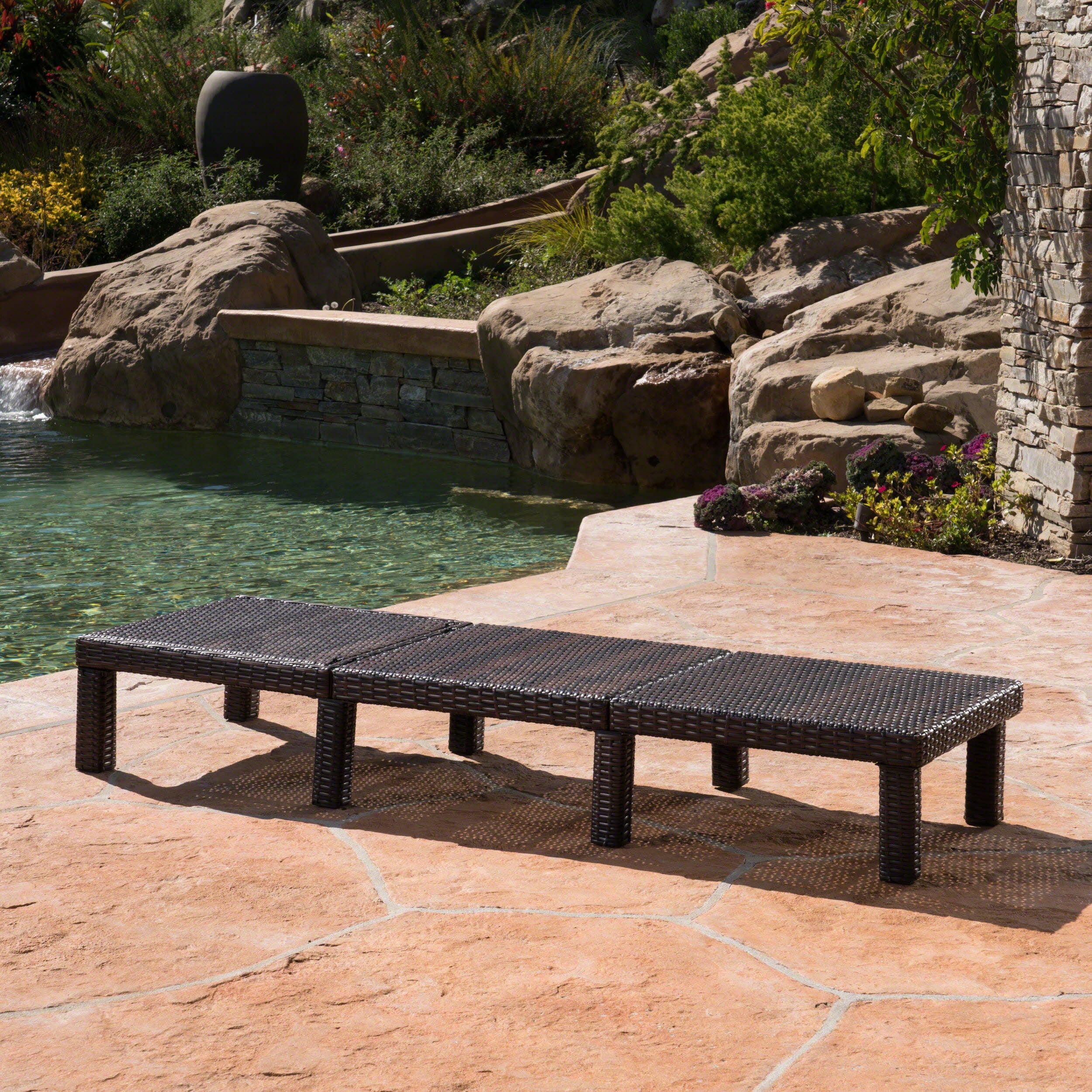 Corinne Outdoor Wicker Chaise Lounge without Cushion, Multibrown