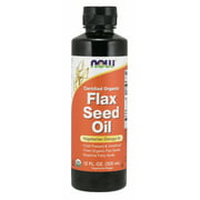 NOW Supplements, Certified Organic Flax Seed Oil Liquid, Cold-Pressed and Unrefined, 12-Ounce