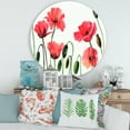 thumbnail image 2 of Designart 'Ancient Red Blooming Poppies' Traditional Circle Metal Wall Art 29x29 - Disc of 29, 2 of 5