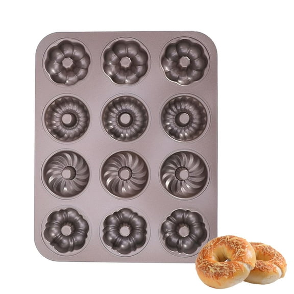 Doughnut Pan with 12 Cavities, Non-Stick Carbon Steel Donut Tray, Ideal for Muffins & Cakes, Shipped from Local Warehouse
