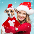 thumbnail image 4 of Gorro, capa y bufanda de Papá Noel ajustables para mascotas, disfraz navideño para cachorros, gatitos, gatos pequeños, perros y mascotas., 4 of 5