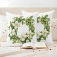 thumbnail image 3 of Green Leaves Wreath Outdoor Waterproof Pillow Covers, Summer Botanical Watercolor Decorative Square Throw Pillowcase Sofa Cushion Sham for Patio/Couch/Chair, 24"x24" 2 Pack, 3 of 8
