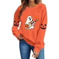 thumbnail image 2 of TKLPEHG Halloween Sweatshirts for Women Cute Guitar Ghost Graphic Fall Sweatshirt Fashion Crewneck Long Sleeve Casual Vintage Pullover (Orange,L), 2 of 8
