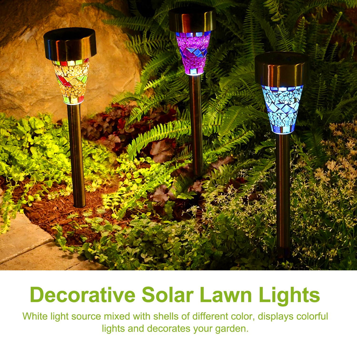 Moclever Solar Pathway Lights Outdoor Pathway Lights IP44 Waterproof LED Solar Lights for Yard Landscape Walkway 6Pack