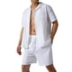 thumbnail image 2 of Sunloudy Conjunto de traje de 2 piezas para hombre, camisa de manga corta con cuello vuelto de color sólido + pantalones cortos para el verano Sunloudy  S/M/L/XL/XXL, 2 of 9