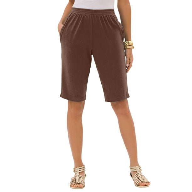 Roaman's Women's Plus Sizesoft Knit Bermuda Short Pull On Elastic Waist -  Walmart.com