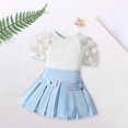 thumbnail image 2 of Coerni Toddler Baby Girl Skirts Outfit Spring Summer Kids Clothes Sleeveless Knit Vest Top + Pleated A Line Skirt Set, 2 of 5