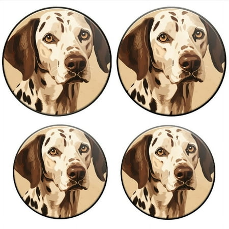 

BaHomeck Electric Stove Burner Covers Set of 4 Round Metal Gas Stove Burner Covers 8 Inch and 10 Inch Kitchen Decor Dalmatian Dog Portrait With Beige Background