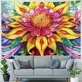 thumbnail image 4 of PRATYUS Boho Floral Tapestry Wall Hanging Colorful Flowers Tapestry Music Festival Accessories Sunflower Tapestry for Bedroom Aesthetic Living Room Dorm Home Decor  Painting, 4 of 6