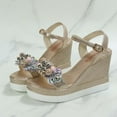 thumbnail image 5 of HAOTAGS Womens's Casual Walking Sandals Platform Flower Summer Wedge Sandals Gold Size 4.5, 5 of 8