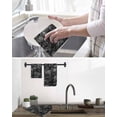 thumbnail image 5 of Black Geometric Kitchen Dish Towels for Drying Dishes Set of 2, Contemporary Minimalism Abstract Pattern Waffle Weave Microfiber Hand Tea Bathroom Towels Quick Dry & Absorbent Towel 12x12, 5 of 7