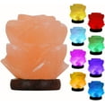 thumbnail image 1 of Color Changing Himalayan Salt Lamp USB Flower Shape Salt Crystal Lamps for Home Decoration Christmas Gifts LED Bulb + Real Wood Base, 1 of 5