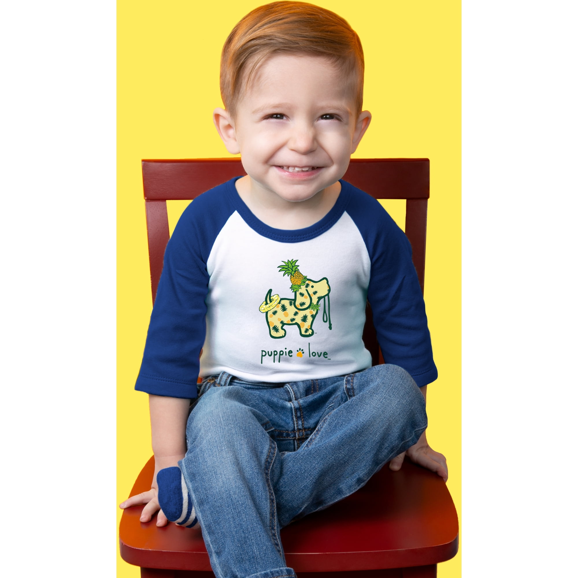 Pineapple - 12-24 Months 3/4 Length Navy Sleeve Onesie