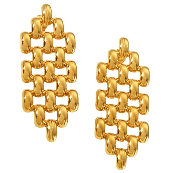 Mesh Drop Earrings for Women by Ginger Lyne Gold Stainless Steel Solid Non-Flexible Stud