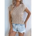 thumbnail image 4 of Women Round Neck Sweater Vest Sleeveless Summer Casual Shirts Knit Tank Top Khaki XL, 4 of 9