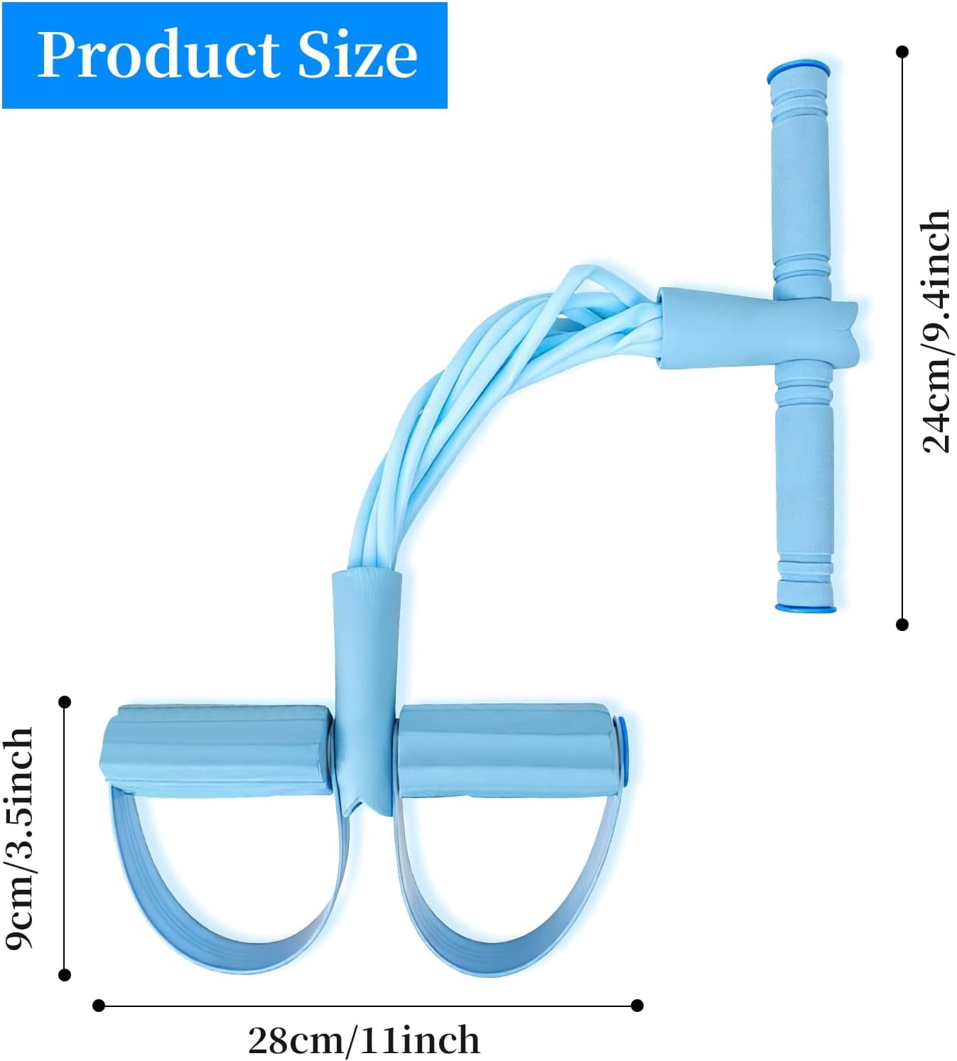 2 Pack 8-Tube Pedal Resistance Bands, Elastic Sit-Up Pull Rope with Handles for Abdomen, Waist, Arm and Leg Stretching, Home Gym Fitness Workout