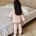 thumbnail image 6 of Girls Fleece Pants Sets Fuzzy 2 Piece Outfits Long Sleeve Pullover Striped Oversized Sweatshirt Set Sweatsuit (1-2 Years, Pink), 6 of 6