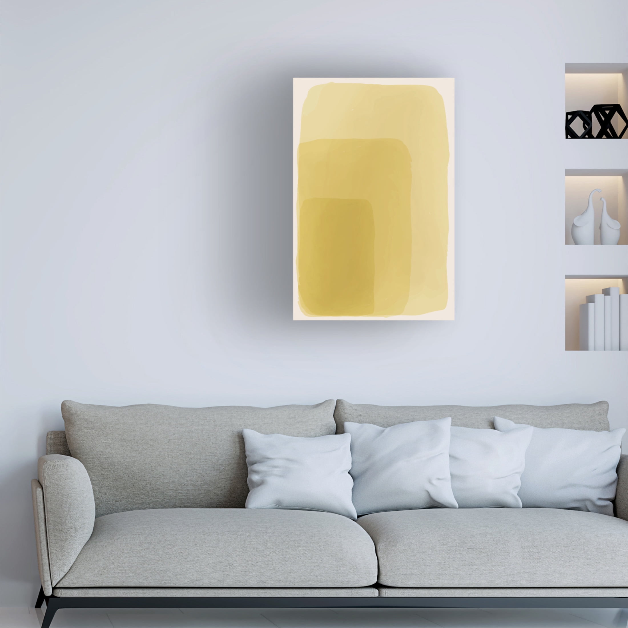Trademark Fine Art jay stanley  Yellow Watercolor Shapes 2 Canvas Wall Art