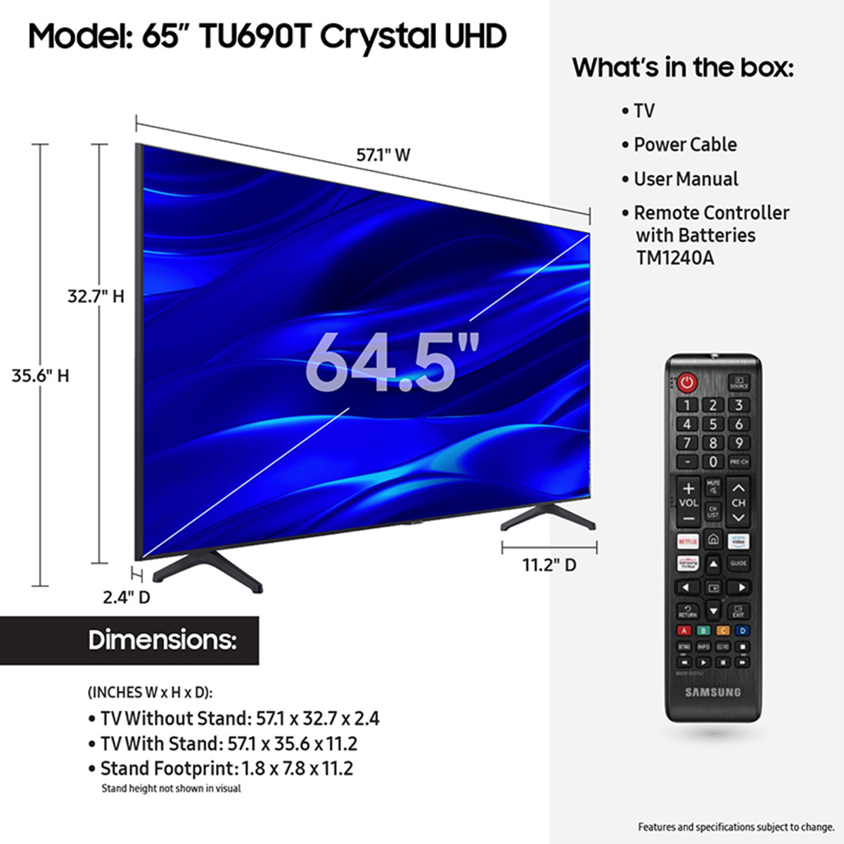 SAMSUNG 65" Class TU690T Crystal UHD 4K Smart Television - UN65TU690TFXZA - image 5 of 13