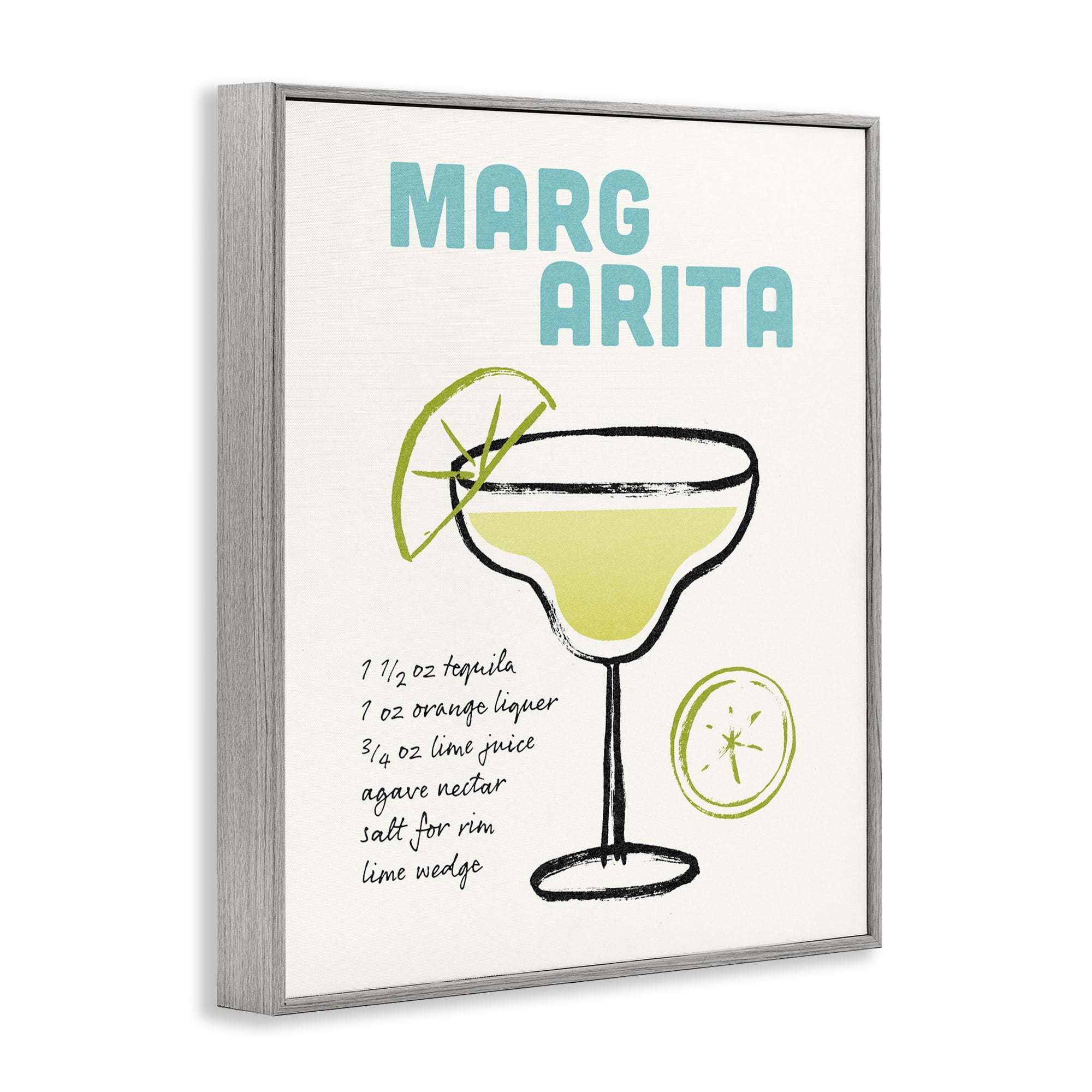 Stupell Industries Margarita Drink Recipe Food & Beverage Painting Gray Framed Art Print Wall Art, 16 x 20