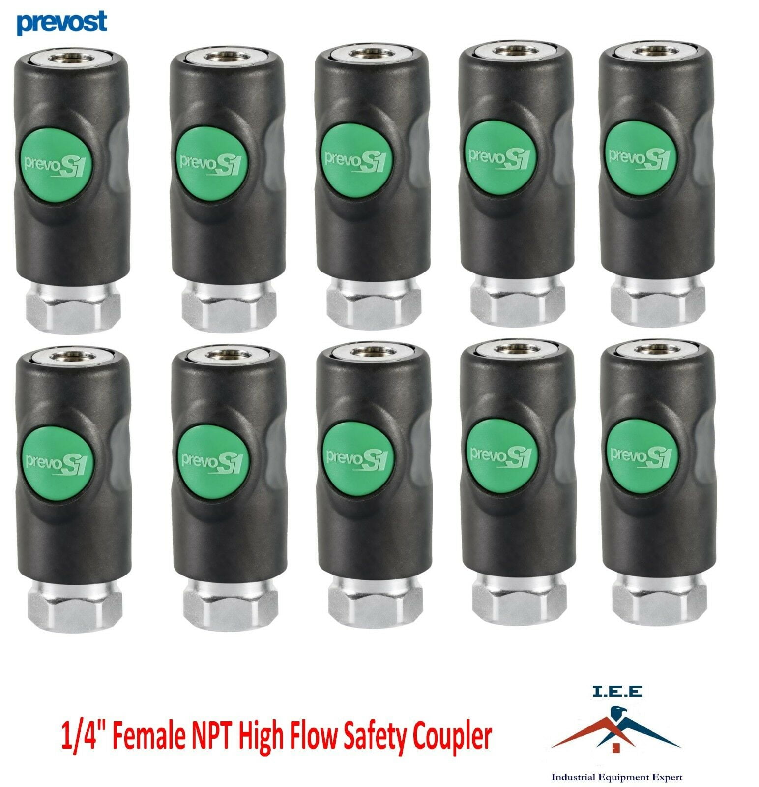 10 Pack Prevost Push Button High Flow Safety Air Coupler ESI 071201