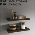 thumbnail image 5 of JERFIT Modern Floating Shelves Set of 2, Dark Oak Wall Shelves for Bathroom, Kitchen, Living Room, 31.5" Long Engineered Wood Storage Shelves, 5 of 6