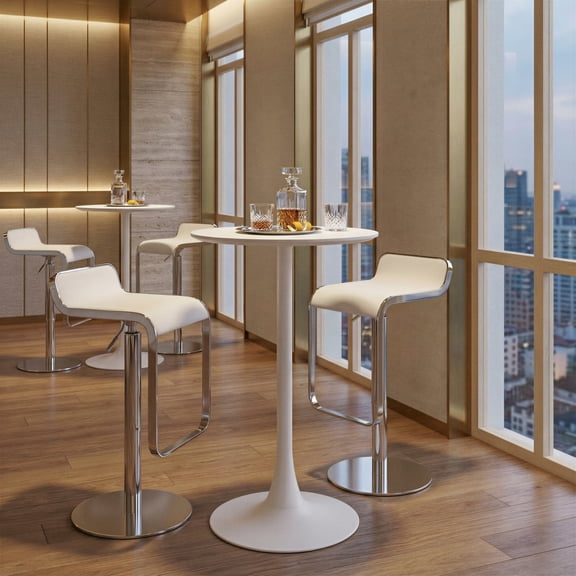 Equino Barstool White Barstool, Modern Style, Plush and durable faux leather fabric, Plywood, Indoor Bar