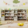 thumbnail image 4 of Costway Kids Toy Storage and Bookshelf, Wooden Bookcase with 4 Small Boxes & 4 Large Boxes Gray, 4 of 10