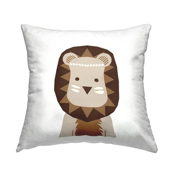 Stupell Industries Neutral Tone Lion Decorative Printed Throw Pillow Design by Daniela Santiago.