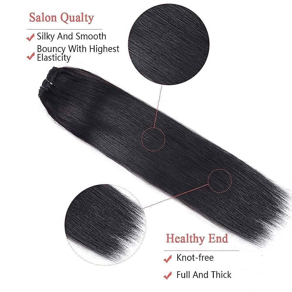 Straight Human Hair Clip in Hair Extensions Brazilian Remy Human Hair Extension for Women 8pcs Per Set with 18 Clips Double Weft Clip in Extensions